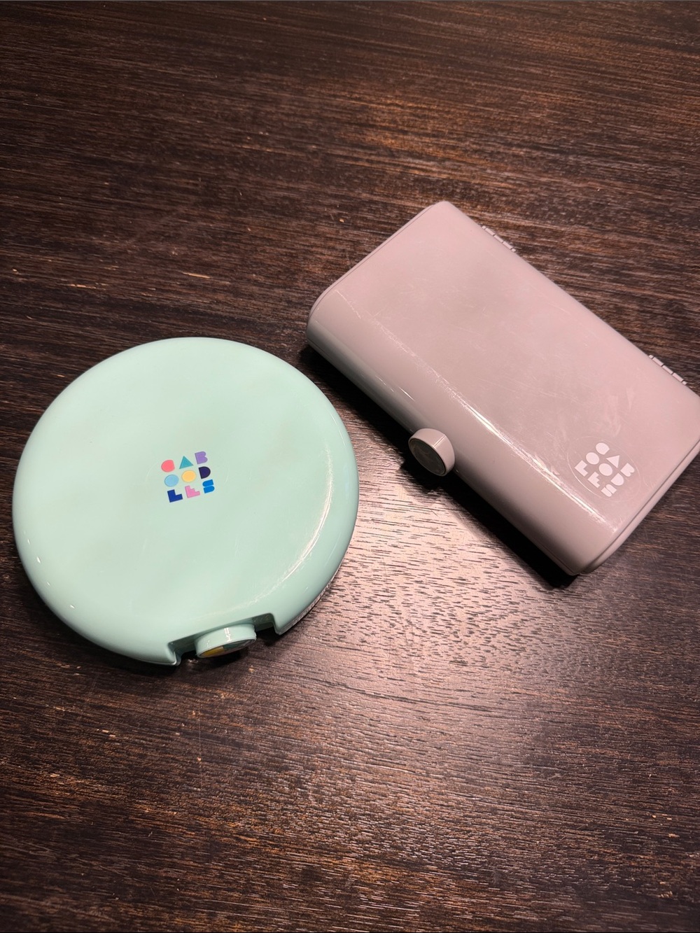 Mini Caboodles Mint Green and Gray Compact Makeup Organizers